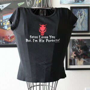 Y2K Satan Loves You Baby Doll Tee